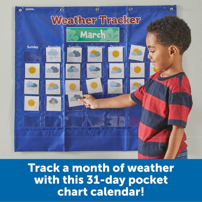 Learning Resources Weather Tracker Pocket Chart,102 Pieces,Ages 5+, School Supplies for Teachers, Classroom Supplies, Teacher Resources - Image 2